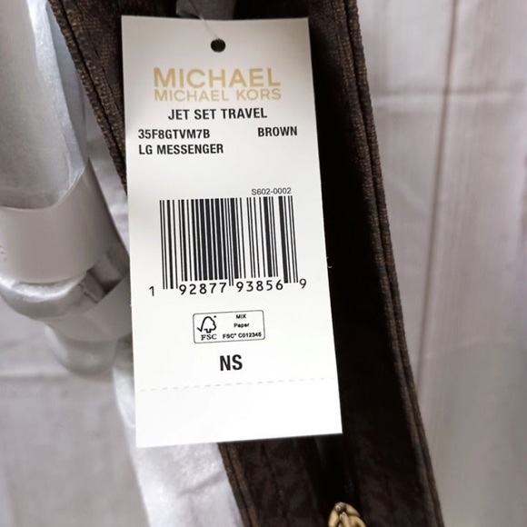 Michael Kors Jet Set large Messenger crossbody NWT brown black - Picture 11 of 15